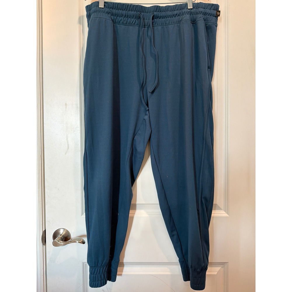 Bally Total Fitness Womens 1X Teal Blue Joggers Drawstring Athletic Pants Pocket
